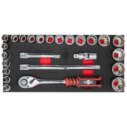 OUTILAC - Module with 21 Sockets 8–32mm + 4 Accessories, 1/2", 12-Point