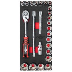 OUTILAC - Module with 21 Sockets 8–32mm + 4 Accessories, 1/2", 12-Point
