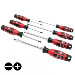 OUTILAC - 7-Piece Screwdriver Set with Bi-Material Handle (5 Slotted 3.5-8 mm + PH1 & PH2)