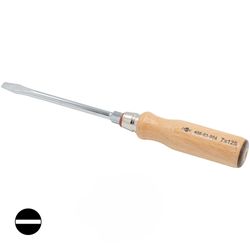 OUTILAC - Wooden Handle Screwdriver with Strike Cap, Hex Bolster and Through Blade 9 × 150 mm