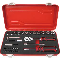 OUTILAC - Coffret De Douilles 1/4'' 6 Pans - 4-14mm Avec Embouts (39pcs)