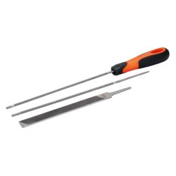 BAHCO - Jeu de limes pour tronçonneuses avec manche ERGO™ bimatière, 4,5 mm x 200 mm