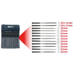 KSTOOLS - Etui De 12 Limes Aiguilles Avec Manche 140.3050 (Longueur 145mm)