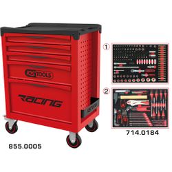 KS TOOLS - Servante racing 5 tiroirs 184 outils