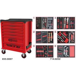 KS TOOLS - Servante RACING 7 tiroirs équipée de 202 outils