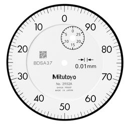 MITUTOYO - Dial Gauge, Flat Back, Iso Type Reverse Dial Face, 30mm, 0,01mm