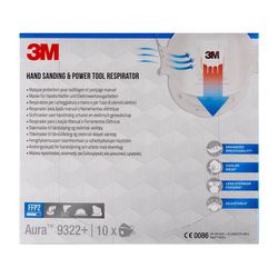 3M - masque protection pour outillages et ponçage manuel 3M™ Aura™ 9322+, FFP2, avec soupape, 10/PK