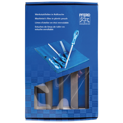 PFERD - Assortiment de limes d’atelier WRU, 5 pièces en étui enroulable 200 mm, taille 2