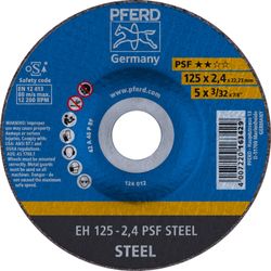 PFERD - Disque à tronçonner EH 125x2,4x22,23 mm à moyeu déporté gamme universelle PSF STEEL pour acier
