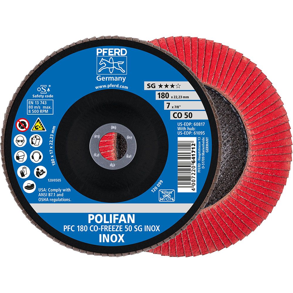 Lot De 10 Disques à Lamelles Polifan 125 Mm Z60 X-LOCK PFERD - Ponçage Agressif Et Économique Sur Acier Et Inox