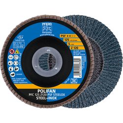 PFERD - Disque à lamelles POLIFAN PFC 125x22,23 mm, conique, Z120, gamme universelle PSF STEELOX acier/acier inoxydable (10)