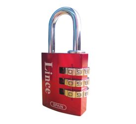 LINCE - Cadenas À Combinaison - Aluminium - 3 Roulettes Chiffrées - 25 Mm