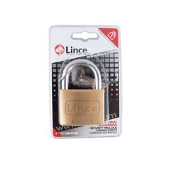 LINCE - Cadenas À Cylindre, Double Verrouillage - Laiton - Anse Courte - 5