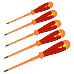 SAM - Jeu de 5 Tournevis plat et cruciforme Isolé 1000 Volts