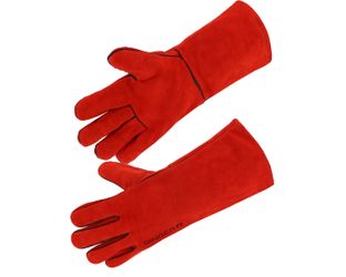 SINGER - Gant rouge tout croûte de bovin. Entièrement doublé coton. 35 cm