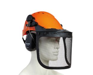 SINGER - Casque forestier complet avec antibruit et visière grillagée orange