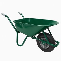 OUTILAC - Kruiwagen Ronde Neus Groen Gelakt Luchtbandwiel 4-Ply Capaciteit 85 Liter