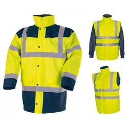 SINGER - Werkparka Met Hoge Zichtbaarheid 3 In 1 Geel/Blauw - Maat Xxl