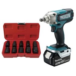 MAKITA - Combo Slagmoersleutel 1/2  - 18v - 190nm 2 Accu'S 18v/5.0ah + set van 10 Slagdoppenset 1/2  OUTILAC