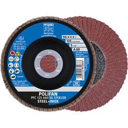 PFERD - POLIFAN lamellenschijf PFC 125x22,23 mm conisch A60 SG STEELOX staal/edelstaal