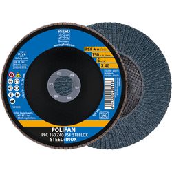 PFERD - POLIFAN lamellenschijf PFC 150x22,23 mm conisch Z40 univers. lijn PSF STEELOX staal/edelstaal