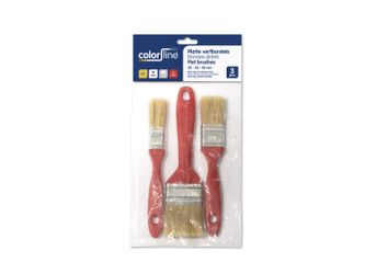 COLOR LINE - Lot Van 3 Platte Borstels 20-30-40mm Pp Handvat Rood