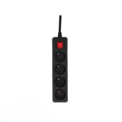 LUMX - 4-Voudige Stekkerdoos zwart + Schakelaar - 3 M Kabel