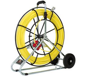 RUNPOTEC - Glasvezelstaaf Ø 7,5 Mm Met Stalen Haspel En Transportwielen - 80 M